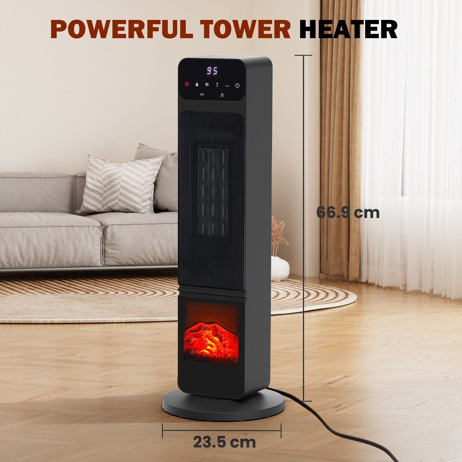 Electric Tower Space Heater with Remote 26",1500W Space Heater for Indoor Use